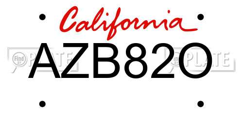 AZB82O California License Plate