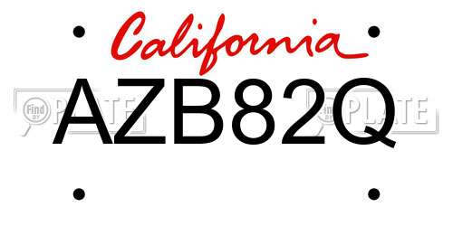 AZB82Q California License Plate