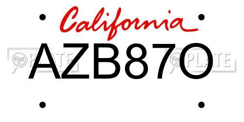 AZB87O California License Plate