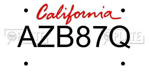 AZB87Q California License Plate