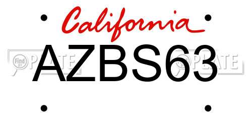 AZBS63 California License Plate