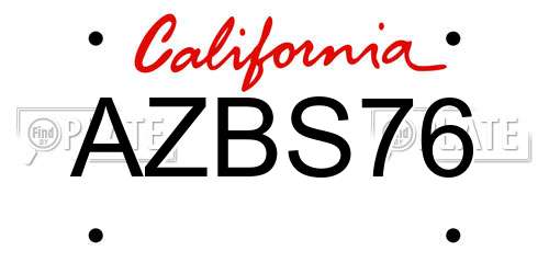 AZBS76 California License Plate