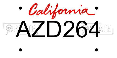 AZD264 California License Plate