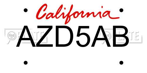 AZD5AB California License Plate