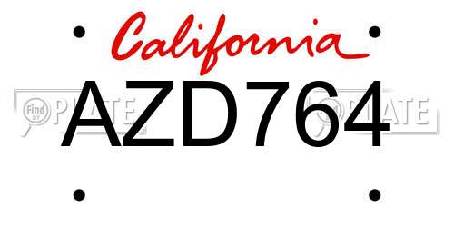 AZD764 California License Plate