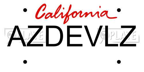 AZDEVLZ California License Plate