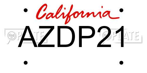 AZDP21 California License Plate
