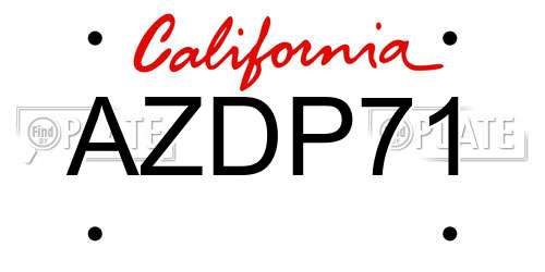 AZDP71 California License Plate