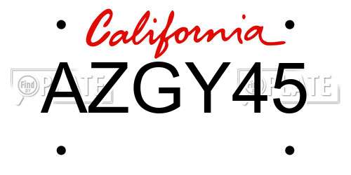 AZGY45 California License Plate