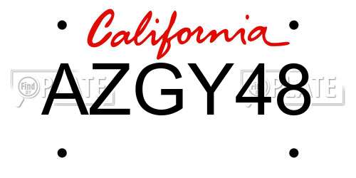 AZGY48 California License Plate