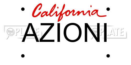 AZIONI California License Plate