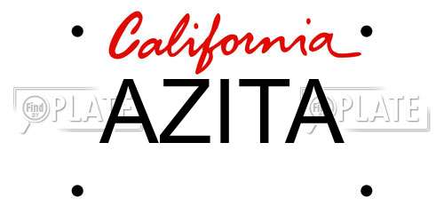 AZITA California License Plate