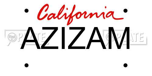 AZIZAM California License Plate
