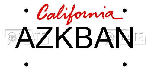 AZKBAN California License Plate