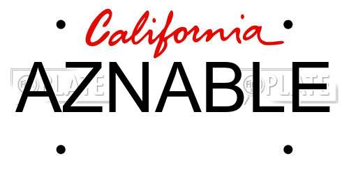 AZNABLE California License Plate