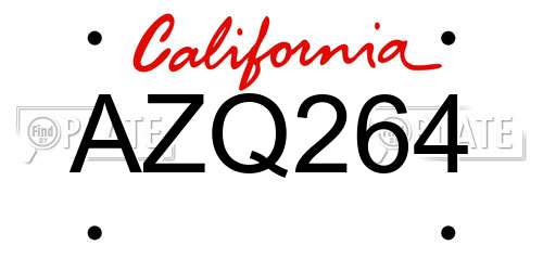 AZQ264 California License Plate
