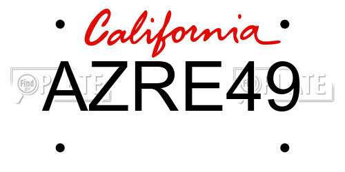AZRE49 California License Plate