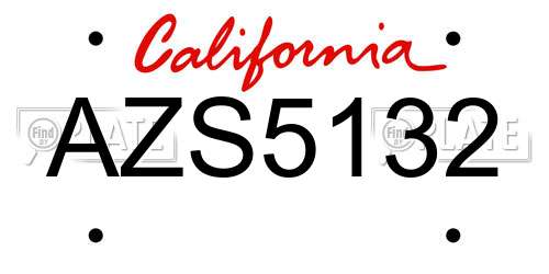 AZS5132 California License Plate
