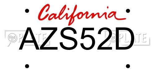 AZS52D California License Plate