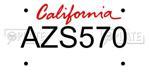 AZS570 California License Plate