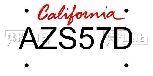 AZS57D California License Plate