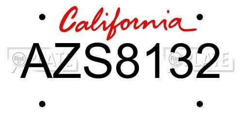 AZS8132 California License Plate