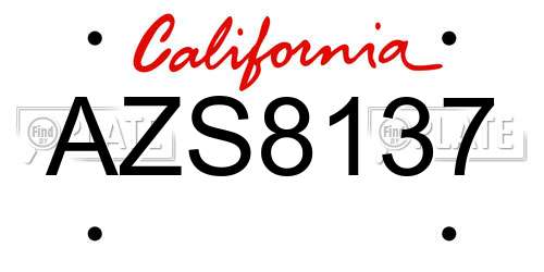AZS8137 California License Plate