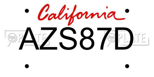 AZS87D California License Plate