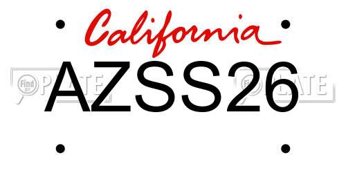 AZSS26 California License Plate