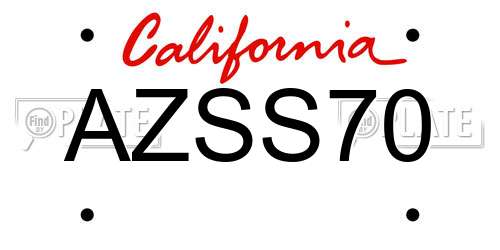 AZSS70 California License Plate