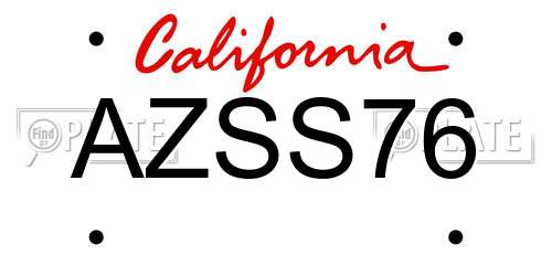 AZSS76 California License Plate
