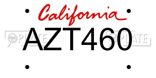 AZT460 California License Plate