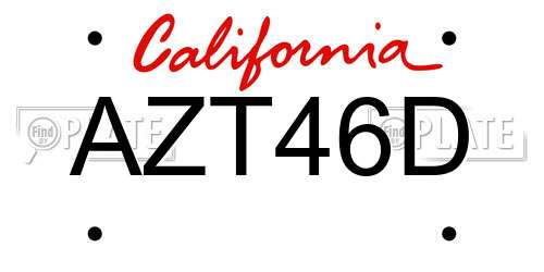AZT46D California License Plate