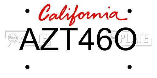 AZT46O California License Plate