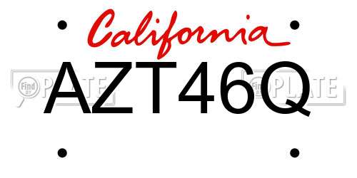 AZT46Q California License Plate