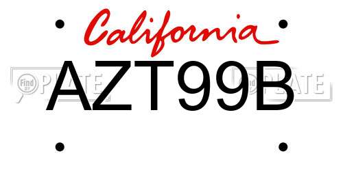AZT99B California License Plate