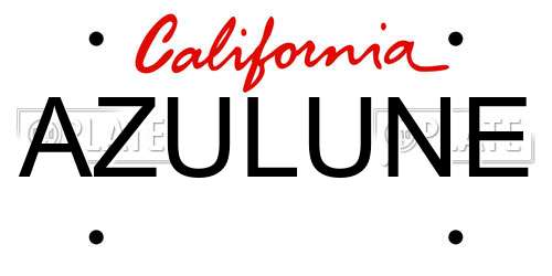 AZULUNE California License Plate