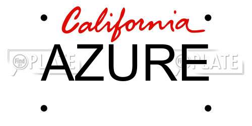 AZURE California License Plate