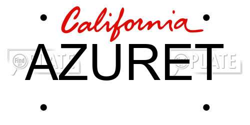 AZURET California License Plate