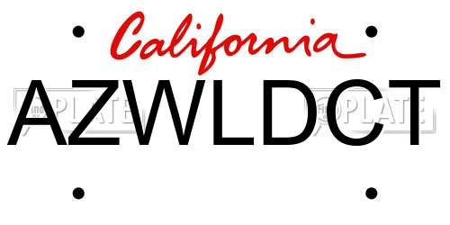 AZWLDCT California License Plate