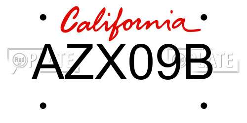 AZX09B California License Plate