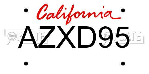 AZXD95 California License Plate