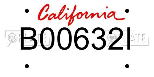B00632I California License Plate