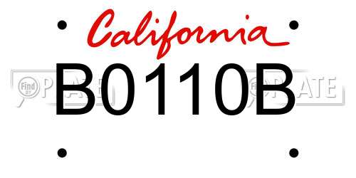 B0110B California License Plate