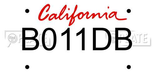 B011DB California License Plate
