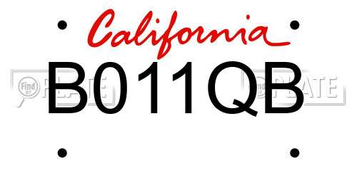 B011QB California License Plate
