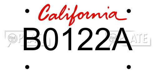 B0122A California License Plate