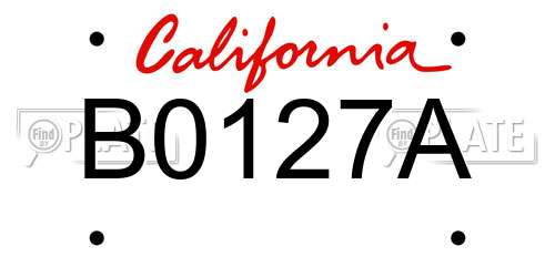 B0127A California License Plate