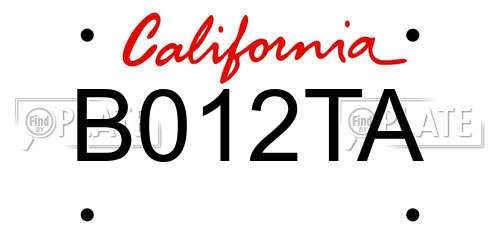 B012TA California License Plate