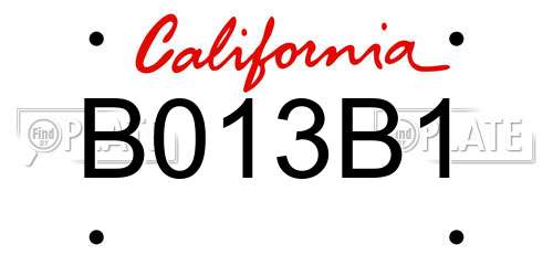 B013B1 California License Plate